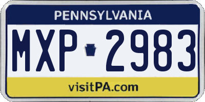 PA license plate MXP2983
