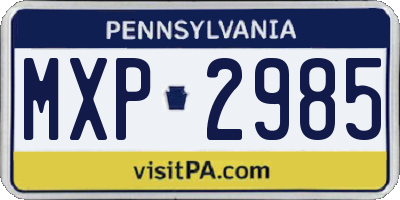 PA license plate MXP2985