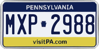 PA license plate MXP2988