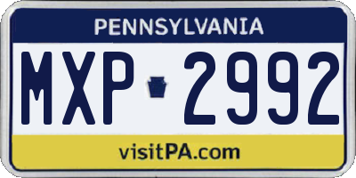 PA license plate MXP2992