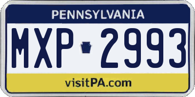 PA license plate MXP2993