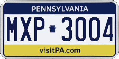 PA license plate MXP3004