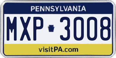 PA license plate MXP3008