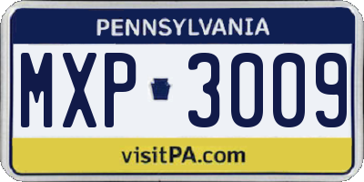 PA license plate MXP3009