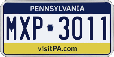 PA license plate MXP3011