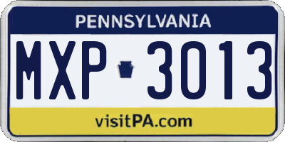 PA license plate MXP3013