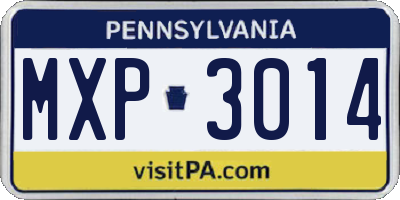 PA license plate MXP3014