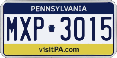 PA license plate MXP3015