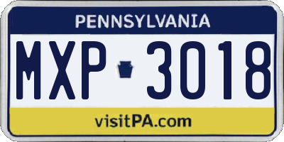 PA license plate MXP3018
