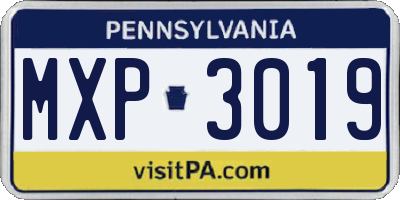 PA license plate MXP3019