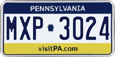 PA license plate MXP3024