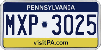 PA license plate MXP3025
