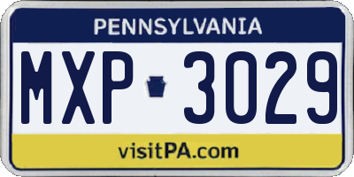 PA license plate MXP3029