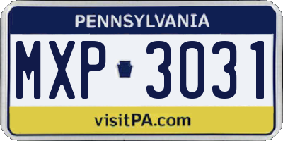 PA license plate MXP3031