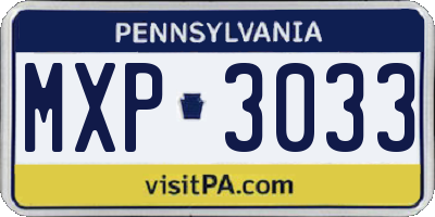 PA license plate MXP3033