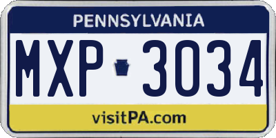 PA license plate MXP3034
