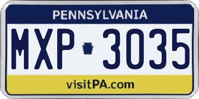 PA license plate MXP3035