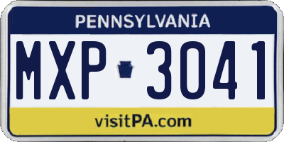 PA license plate MXP3041