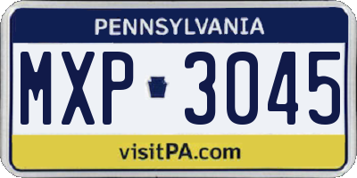 PA license plate MXP3045