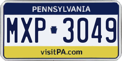 PA license plate MXP3049