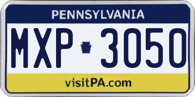 PA license plate MXP3050