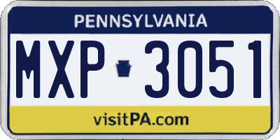 PA license plate MXP3051