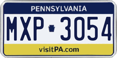 PA license plate MXP3054