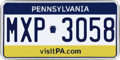 PA license plate MXP3058