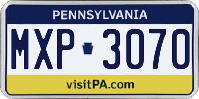 PA license plate MXP3070