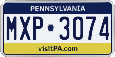 PA license plate MXP3074