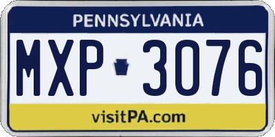 PA license plate MXP3076