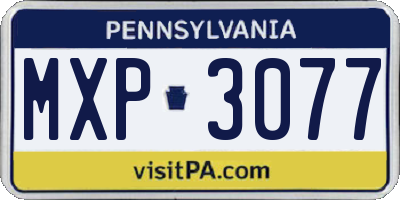PA license plate MXP3077