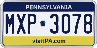 PA license plate MXP3078