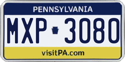 PA license plate MXP3080