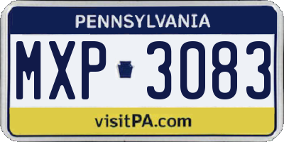 PA license plate MXP3083