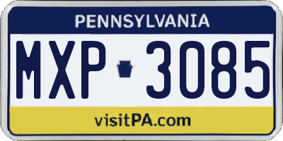 PA license plate MXP3085