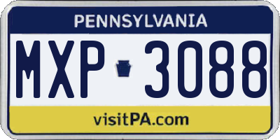 PA license plate MXP3088