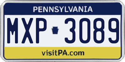PA license plate MXP3089