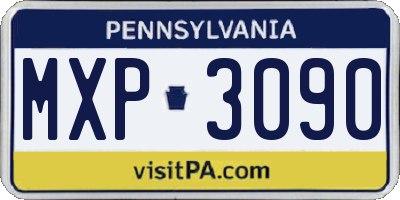 PA license plate MXP3090