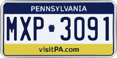 PA license plate MXP3091
