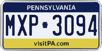 PA license plate MXP3094