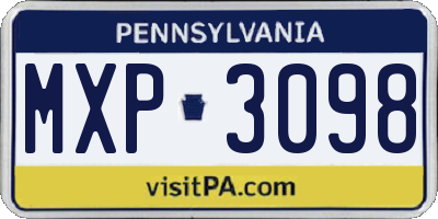 PA license plate MXP3098