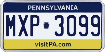 PA license plate MXP3099