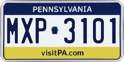 PA license plate MXP3101