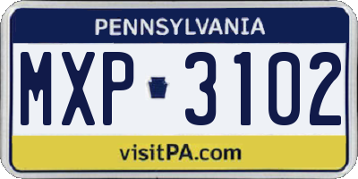 PA license plate MXP3102