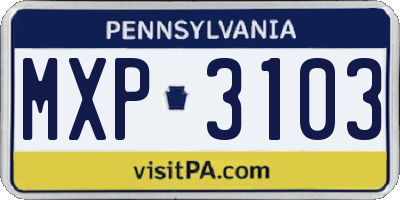 PA license plate MXP3103