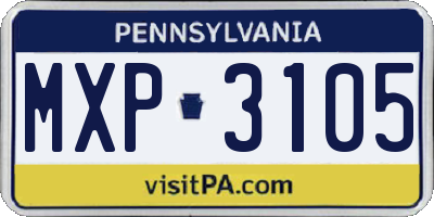 PA license plate MXP3105