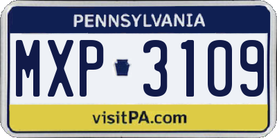 PA license plate MXP3109