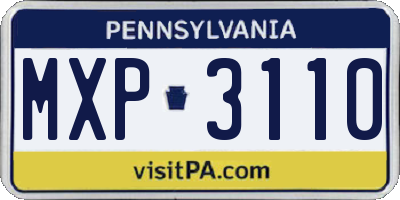 PA license plate MXP3110