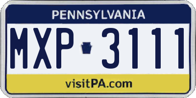PA license plate MXP3111